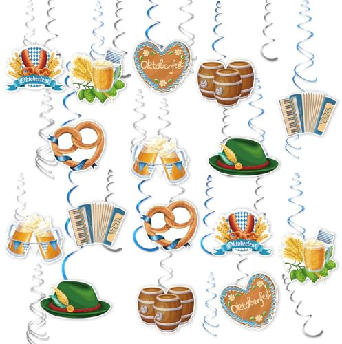 Oktoberfest Hängende Strudel, 46 Stück Oktoberfest Deko Set, Oktoberfest Deckenhänger Wirbel Spiral Girlande für Bayrisch Deko Oktoberfest Party