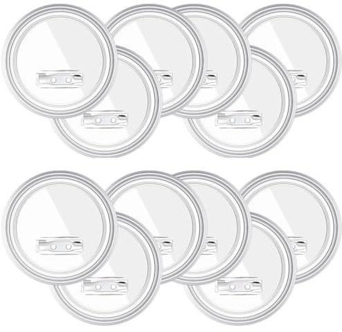 JEXOWIQ chapas personalizadas -12 pcs 58mm Chapas Personalizadas Transparentes Chapas Plasticas con Alfiler Chapas Redondas Personalizables Solapa de Acrílico para Actividades de Bricolaje para Niños