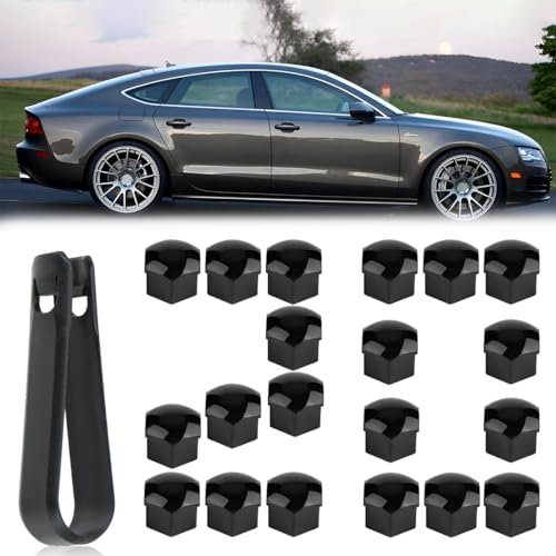 MEXRUMI 20 Pièce Cache Ecrou 17Mm Boulon Ecrou Couvre Universels Capuchons Protection Hexagonal Pour Ecrous De Roue Capuchons D'Écrou De Roue Écrou De Roue De Jante Cache Avec 1Pc Outil Demontage (Neg