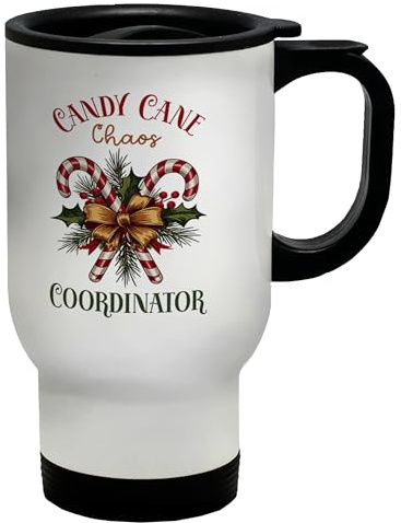 Shopagift Funny Christmas Travel Mug Candy Cane Chaos Coordinator Stainless Steel 14oz Cup