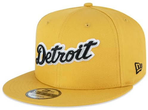 New Era MLB 9FIFTY Snapback Cap Wordmark Patch Detroit Tigers (DE/NL/SE/PL, Alphanumerisch, M, L, Gelb)