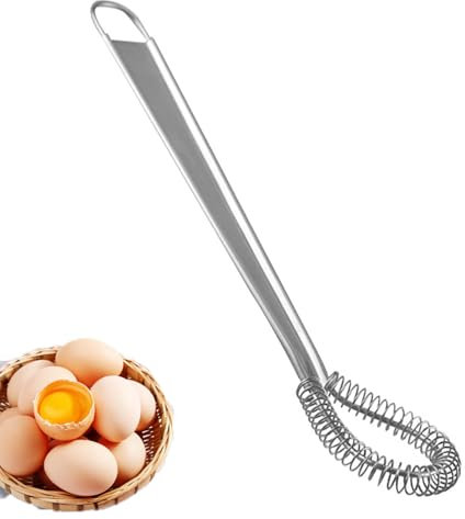 Magic Flat Manual Hand Whisk Stainless Steel Egg Beater Mixer Kitchen Tool, Mini Whisk Spring Coil Wire, Compact,Convenient and Efficient,Coffee Sauce Milk Cooking Baking Beating