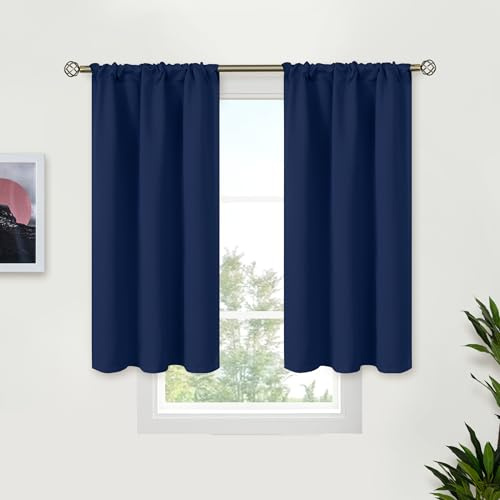 BGment Verdunkelungsvorhänge für kurzes Fenster, 86,4 x 114,4 cm, Kurze wärmeisolierte Vorhänge mit Stangentasche, kleine Jalousien für Küche, Wohnmobil, Badezimmer, Fenster, 2 Paneele