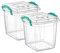 Best House | Plastic Storage Box with Clips & Lids | Size: 20L (L:31cm W:31cm H:36cm) | Set of 2 | Square Shape | Stackable Clear Durable Multipurpose Office Home Kitchen Tools (MEDIUM Size)
