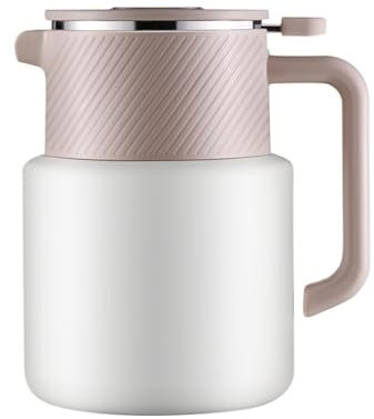 LEIYTFE Jarra Térmica para Café Jarra Térmica para Café Y Té De 1.5L, Tetera con Filtro Extraíble, Revestimiento De Acero Inoxidable Cafetera Al Vacío De Doble Pared(Bianco)