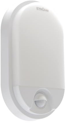 Außen Deckenlampe LED mit Bewegungsmelder IP54 21 cm hoch Weiß 4100 K neutralweiß 1870 lm Ovalleuchte Kellerleuchte Badlampe