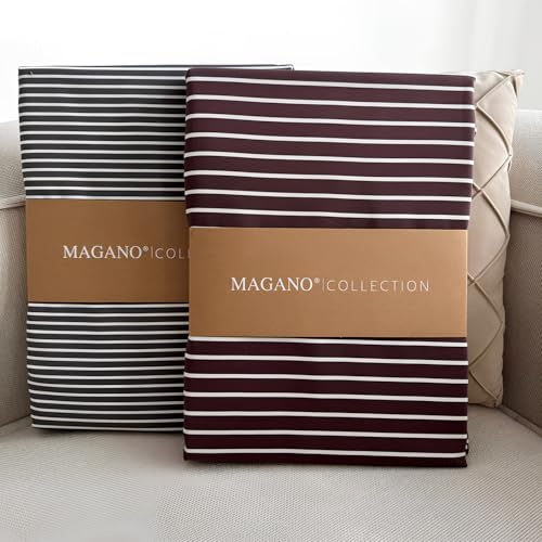 MAGANO® Luxus Spannbettlaken 200x200 Streifen Beige/Braun | Für Boxspringbett Topper | Bambus & Baumwolle Satin | 400 TC Premiumqualität | Spannbetttuch Bettlaken 200x200 cm | Taupe