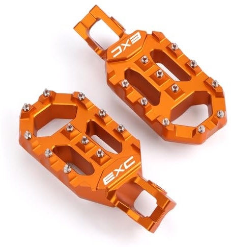 Modeer Enduro-Motorrad Orange Fußrasten Rest Pedale für 250/300/530 EXC/TPI 2017-2023 | 250/350/450/500/530 EXC-F 2017-2023 Zubehör (EXC)