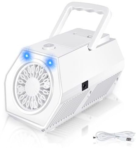 BuzzoXerex Seifenblasenmaschine, 20000/Min Electric Bubble Machine, Automatische Seifenblasenmaschine mit Seifenblasen Flüssigkeit, LED Leuchte, USB Kabel für Hochzeit Deko Outdoor Spiele (Weiß)