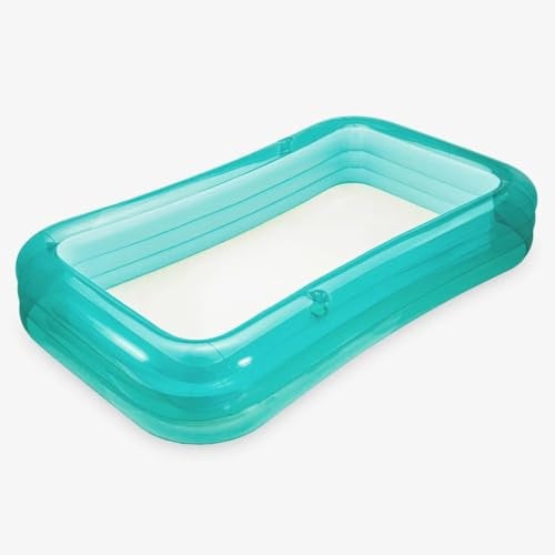 Funsicle AquaSplash 3.0 m Family Aufblasbarer Pool - 3-stöckiger rechteckiger Swimmingpool mit transparentem Design, einfacher Ablaufstopfen, langlebige Nähte - Lagoon Blue