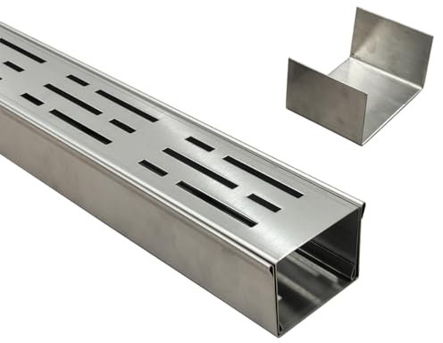 SXSJMY Piccolo Canaletta Scolo Acqua Piovana Acciaio Inox 304, Largo 7 cm, Lungo 1 m - Canalina Lineare per Terrazza, Piscina, Marciapiede - Kit con Griglia di Scolo e Connettore