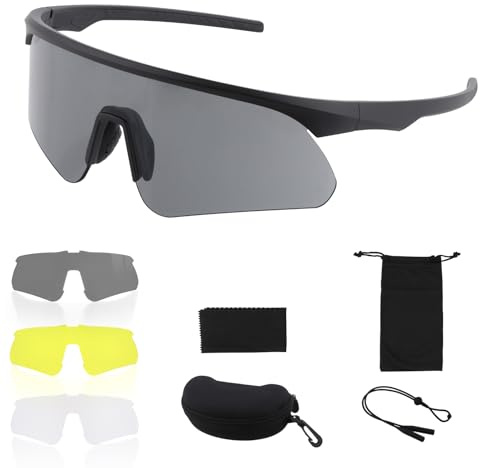 FOCUHUNTER Taktische Airsoft-Brille mit 3 austauschbaren Gläsern, UV400 Outdoor Uni Brille Sicherheitsbrille für Schießen