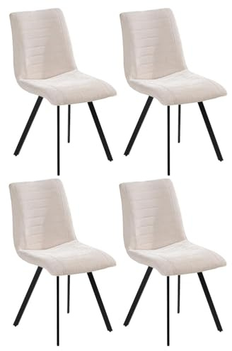 Home4You Polsterstühle - Beige - Schwarz - Cord - Metallgestell - 4er Set