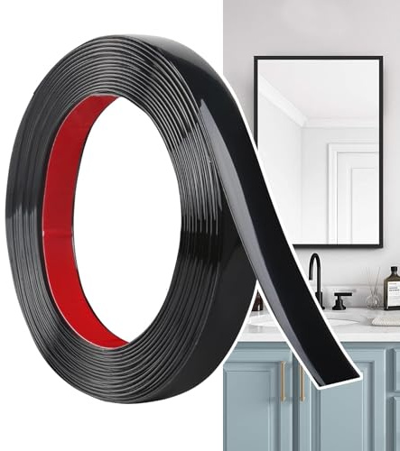 Hengrongshen Moulure Décorative Autoadhésive Noir Mat (12M x 2cm) Peler et Coller, Bandes Murales en PVC Flexibles, idéales pour Mur, Miroir, Plafond, Sol, Armoire, Carrelage, Bords, Moulures DIY