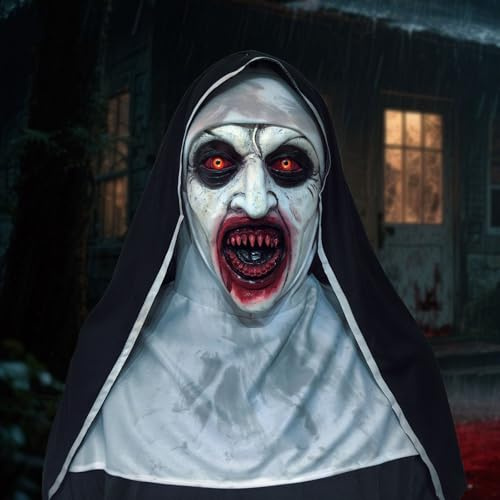 Funnity Halloween Horror Nonne/Totenkopf/Doppelschichtige Jack Maske, Halloween Gruselige Masken, Erwachsene Cosplay Party Requisiten, Unisex