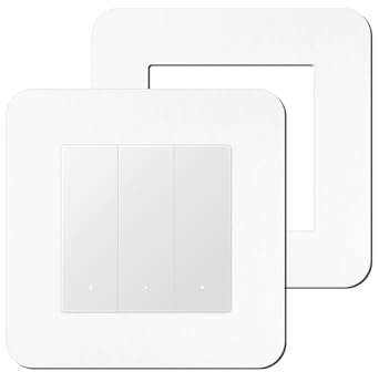 2PCS Light Switch Surrounds White, Single Light Switch Cover Plates | 3.38inch Finger Wall Plate Frame for Standard UK Switches, Self-Adhesive Home Decoration & Protection