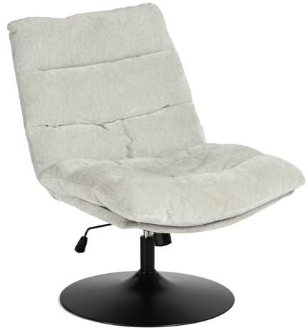 MEUBLE Cosy Bürostuhl Ergonomisch Schreibtischstuhl mit höhenverstellbar 360° Drehbar Kippfunktion ohne Armlehnen, Chenille-Stoff, Grau