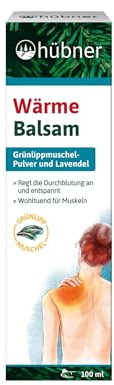 hübner Wärme Balsam 100 ml | Wärmende Pflege für Muskeln & Gelenke | Mit Grünlippmuschel, Menthol, Lavendelöl & Weihrauch | Wohltuende Massagecreme bei Verspannung & Muskelermüdung |