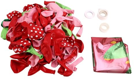 Flaroey Trawberry Gathering Decoration Balloon Garland Set Strawberry Red Aluminum Foil Balloon Latex Balloon Used for Birthday
