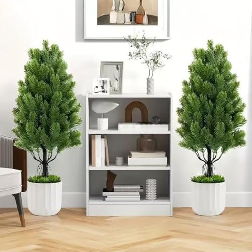 Zeroupshop Set di 2 alberi di Natale artificiali da 55 cm, cipressi, realistici, ramo di pino artificiale, decorazione per interni ed esterni, casa e giardino (verde)