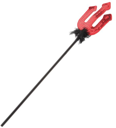 TOGEVAL Tenedor Demoníaco Decorativo Rojo de Halloween Lentejuelas y Plumas Accesorio Ligero y Compacto para Cosplay y Fiestas Temáticas Adorno para Disfraz y Actuaciones