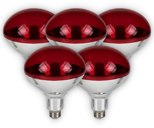 CLAR Heizlampe, 150 W, E27, Infrarotlampe, rot, für Terrarium, Hunde, Wärmetherapie, Wärmelampe für Tiere (5 Stück)