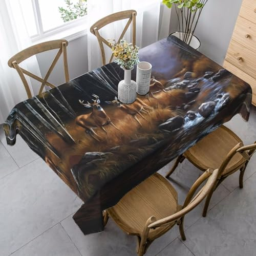 ZHAOUR Rechteckige Tischdecke mit Hirsch-Motiv, Esstischabdeckung, Küchendekoration, Tischdecken für Partys, Hochzeiten, Zuhause