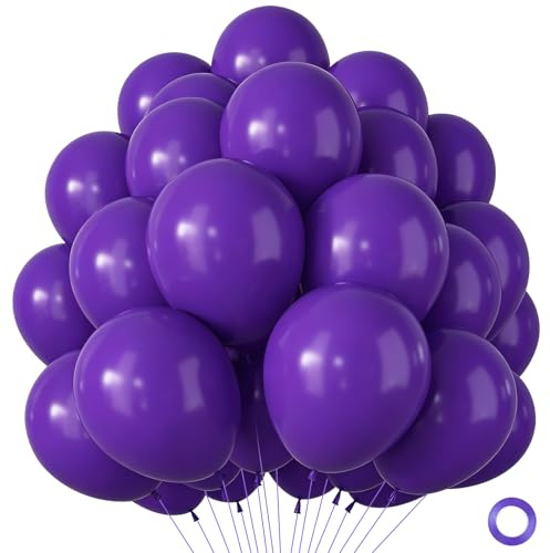 Luftballons Lila 100 Stück, Kpop Geburtstags Deko Dunkellila Demon Hunters Luftballons, Latex Helium Ballons für Geburtstagsdeko Mädchen Frau Babyparty Hochzeit Konfirmation Party Dekoration,12 Zoll