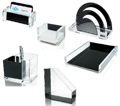 Schreibtisch - Set / Schreibtischserie Wedo Acryl Exklusiv in Schwarz - Glas Optik