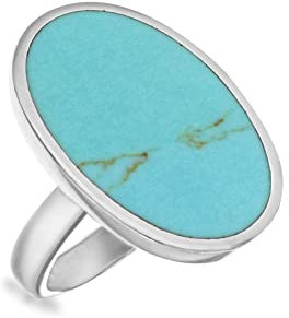 Tuscany Silver Damen-Ring 925 Sterlingsilber Türkis 23 x 15 mm Gr. 52 (16.6) 8.47.7050