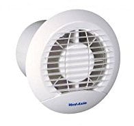 Vent-Axia Eclipse 100XT Modern White Bathroom Extractor Fan with Remote Control, 157mm Diameter, 26L/s Airflow, 34dB Noise Level