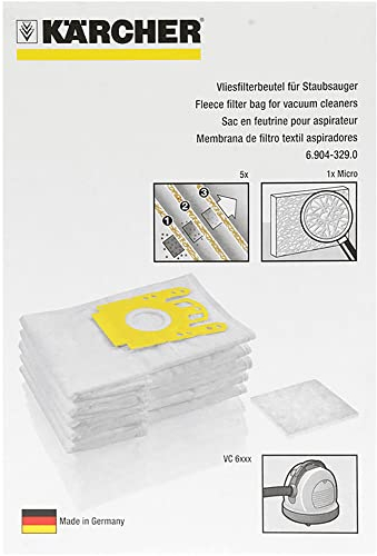 SAC FILTRANT NON TISSE - PAQUET DE 5 pour PIECES ASPIRATEUR NETTOYEUR PETIT ELECTROMENAGER KARCHER - 69043290