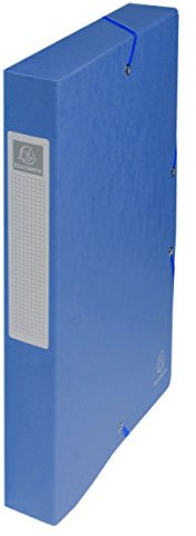 Exacompta - Réf. 50402E - 1 boite de classement avec élastiques Exabox - en carte lustrée 600g/m2 - Dos 4 cm - dimensions 25 x 33 cm - pour documents A4 - couleur bleu - livrée montée