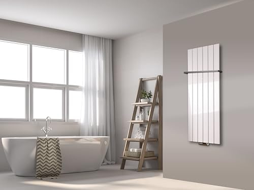 Badheizkörper Peking 120 cm 799 Watt weiß + 1 Halter 15mm SZAGATO | HxB: 120x47cm Paneelheizkörper Handtuchheizkörper mit Mittelanschluss Handtuchwärmer Designheizung Made in Germany