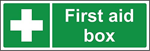 First aid signs and box safety sticker - Self-adhesive 150mm x 50mm