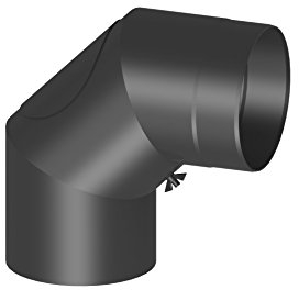 Winkelelement 90° mit Tür; 150mm Durchmesser, schwarz