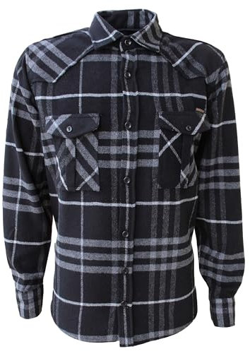 ROCK-IT Apparel® en Flanelle pour Homme Chemise Manches Longues de bûcheron à Carreaux fabriquée en Europe Colour Noir/Bleu/Rouge à Carreaux S