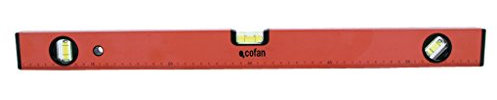 Cofan Nivel de aluminio heavy duty profesional | Medidas en 600 mm | Nivel de 2 burbujas para facilitar la nivelación