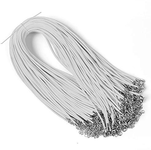 Raylinedo® 20 Pieces 18 inch Wax Cord Necklaces 1.5mm White Braided Imitation Leather Cord Rope Necklace Chain with Lobster for DIY Jewelry Making