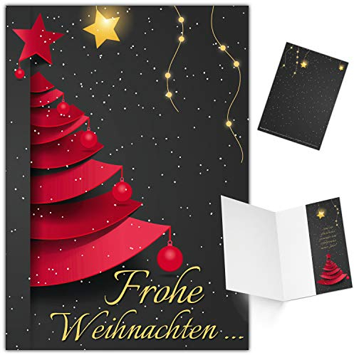 25er XL-Set WEIHNACHTSBAUM Weihnachtskarten zum Aufklappen - edle Klappkarten ideal privat & geschäftlich - Frohe Weihnachten Karten von BREITENWERK