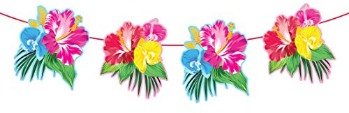 Amakando Karibische Hibiskus Wimpelgirlande / 6m / Sommer Partykette zum Aufhängen/Wie geschaffen zu Strandparty & Hawaiiparty