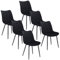 WOLTU Esszimmerstühle 6er Set Küchenstuhl Polsterstuhl Wohnzimmerstuhl Sessel mit Rückenlehne, Sitzfläche aus Samt, Metallbeine, Schwarz BH142sz-6