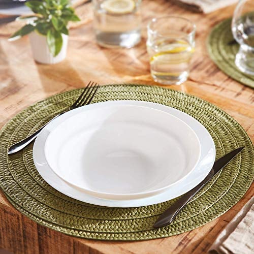 Luminarc Alexie 18pc Black White Opal Glass Dinner Set Dinnerware Modern Plates (6X Soup Bowls, White)