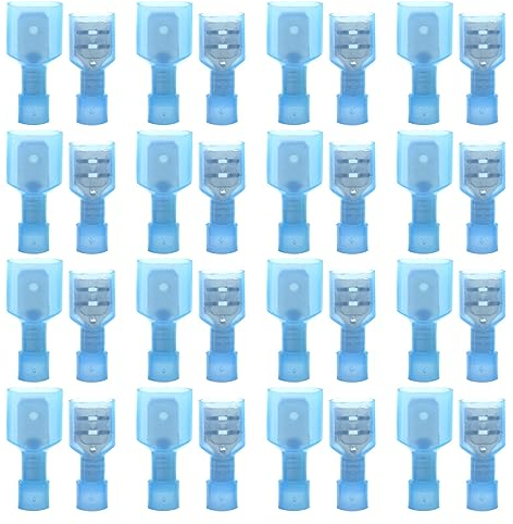 Yosawo 100 Stück Kabelverbinder Vollisoliertes Schnellverbinder, Spaten Männlich/Weiblich Nylon Schnell Disconnects Verdrahtungs Crimp Drahtklemmen Stecker (NLGML)