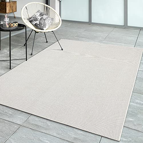 the carpet Mistra - Moderner In- und Outdoor Teppich, perfekt für das Wohnzimmer, Schlafzimmer oder die Terrasse, Wetterfest, langlebig und pflegeleicht, Creme, 80 x 150 cm