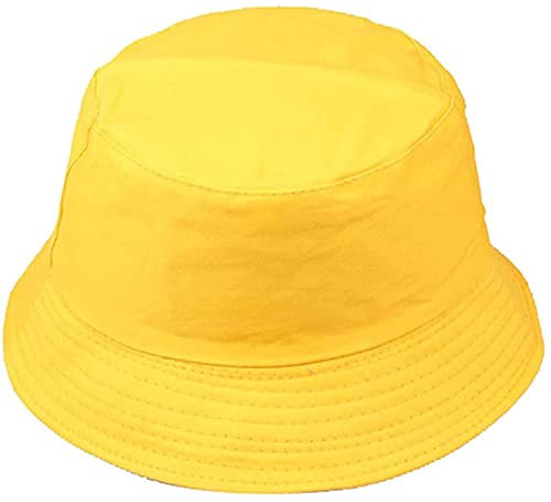 Yeehliny Fischerhut Unisex Herren Damen Bucket Hat Super Komfortable Fishermütze Modische Reine Farbe Sonnenhut Faltbar Anglerhut Strandhut Outdoor-Hut Hut Kappen Freizeithut (Gelb)