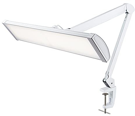 Neatfi LED Desk Lamp – 66cm Wide Metal Shade, Shadow-Free | Adjustable Brightness | Non-Flickering Task Light for Nail, Craft & Office (White)
