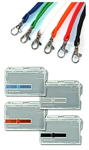 Waizmann.IDeaS 1x Ausweisset Ausweis-Set Umhängeband Lanyard 10mm Schlüsselband + Ausweishülle Kartenhalter querformat horizontal 1 Karten Ausschieber