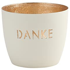 Gift Company [MM] [W] Madras, Windlicht, M, Danke, weiß/Gold