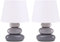 konsimo SALU 2er Set Tischlampe - Schreibtischlampe für Wohnzimmer, Schlafzimmer und Flur - Tischleuchten Leselampe - Desk Lamp - Lampen Bürolampe - Grau/Weiß - Table Lamp
